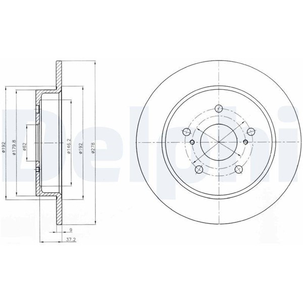 Bromsskiva Solid, Bakaxel Delphi BG4222 DELPHI