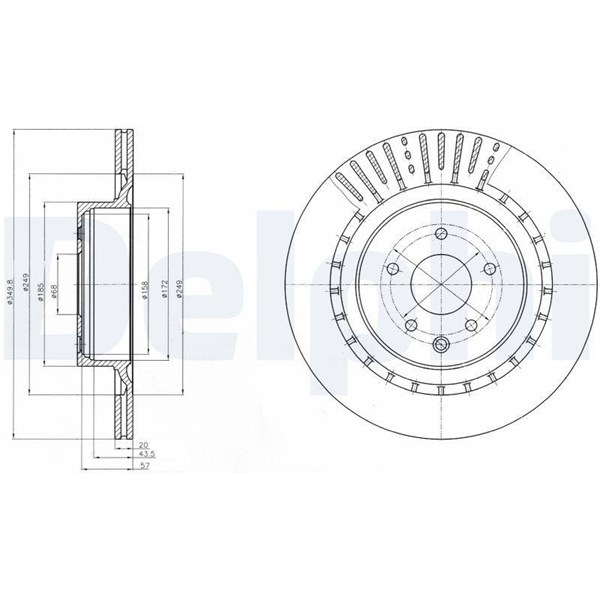 Bromsskiva Ventilerad, Bakaxel Delphi BG4230C DELPHI