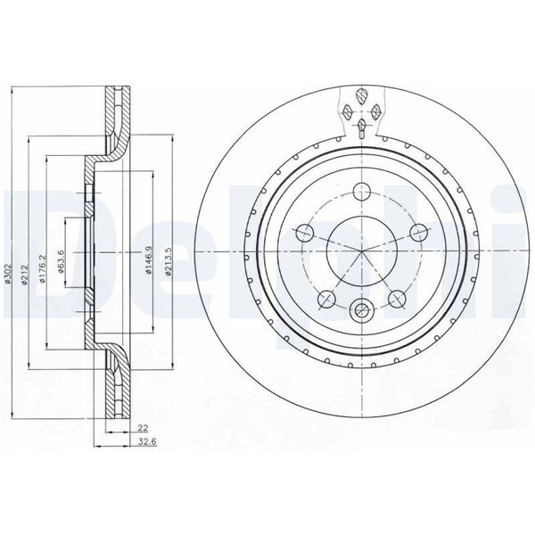 Bromsskiva Ventilerad, Bakaxel Delphi BG4240 DELPHI