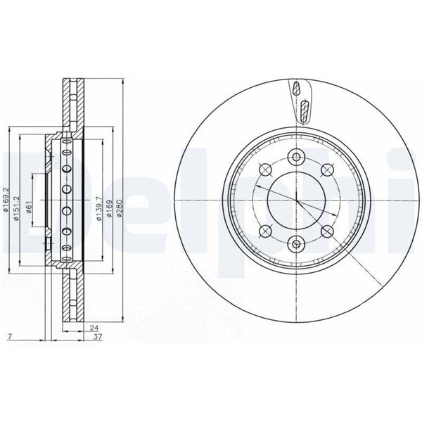 Bromsskiva Ventilerad, Framaxel Delphi BG4536C DELPHI