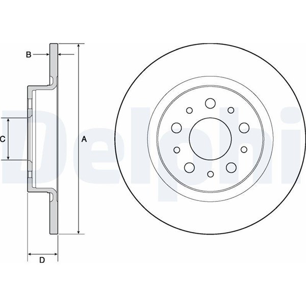 Bromsskiva Solid, Bakaxel Delphi BG4690C DELPHI