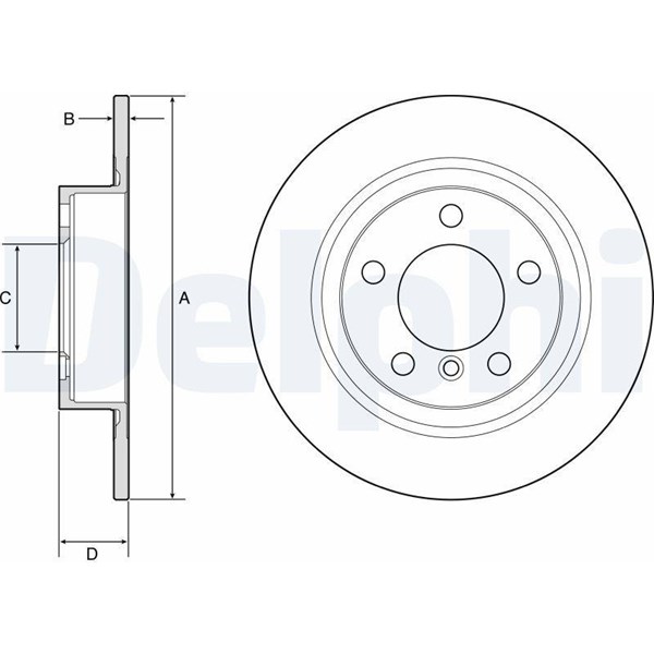 Bromsskiva Solid, Bakaxel Delphi BG4916C DELPHI