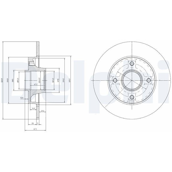 Bromsskiva Solid, Bakaxel Delphi BG9022RSC DELPHI