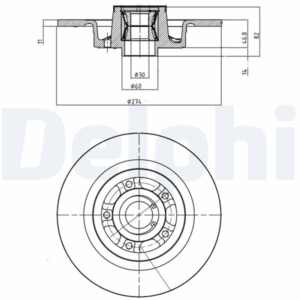 Bromsskiva Solid, Bakaxel Delphi BG9026RS DELPHI