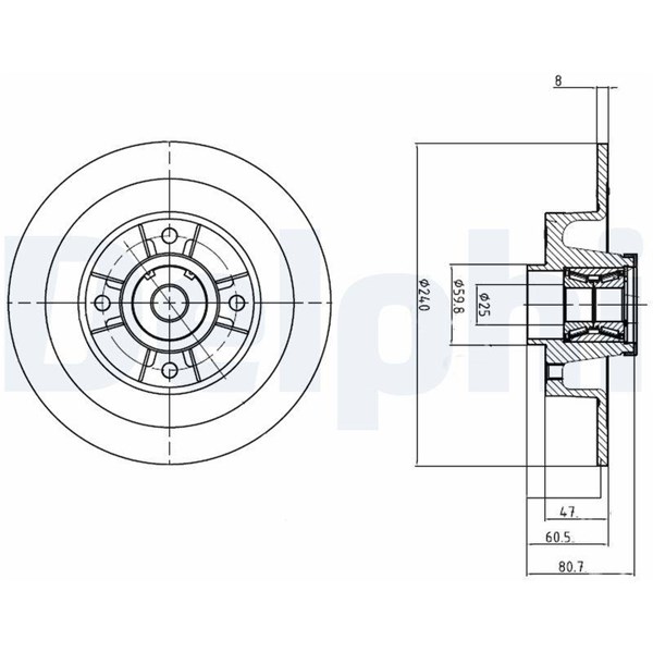 Bromsskiva Solid, Bakaxel Delphi BG9028RS DELPHI