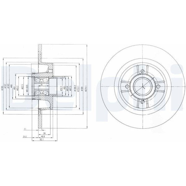 Bromsskiva Solid, Bakaxel Delphi BG9029RS DELPHI