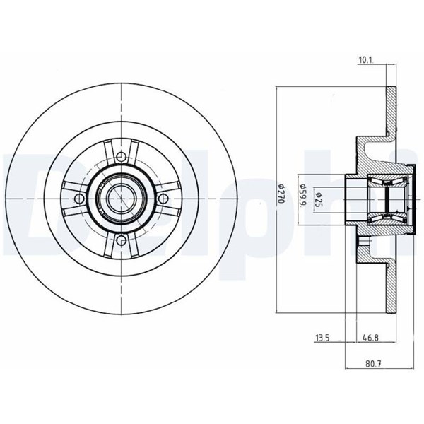 Bromsskiva Solid, Bakaxel Delphi BG9032RS DELPHI