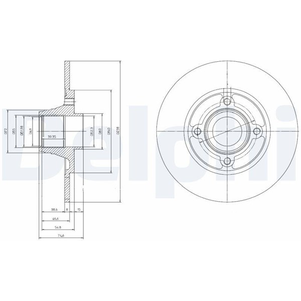 Bromsskiva Solid, Bakaxel Delphi BG9033RS DELPHI