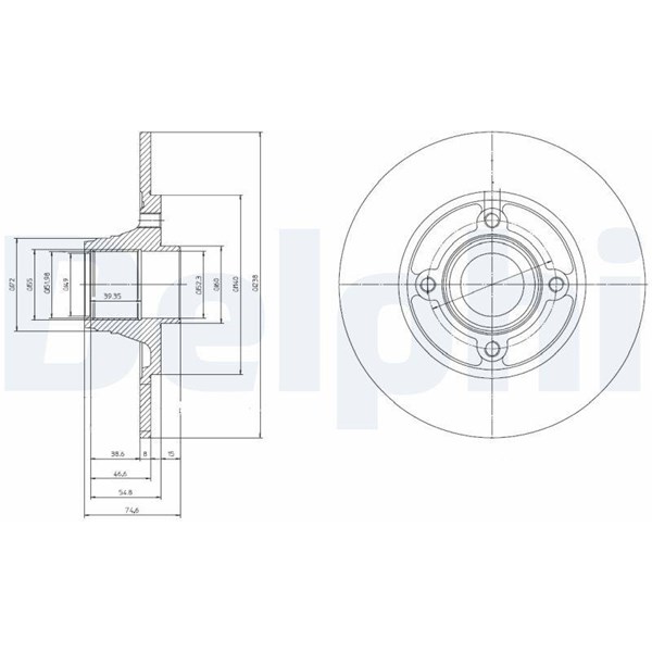 Bromsskiva Solid, Bakaxel Delphi BG9033RSC DELPHI