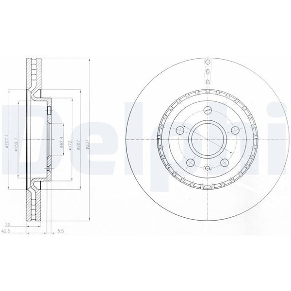 Bromsskiva Ventilerad, Framaxel Delphi BG9068 DELPHI