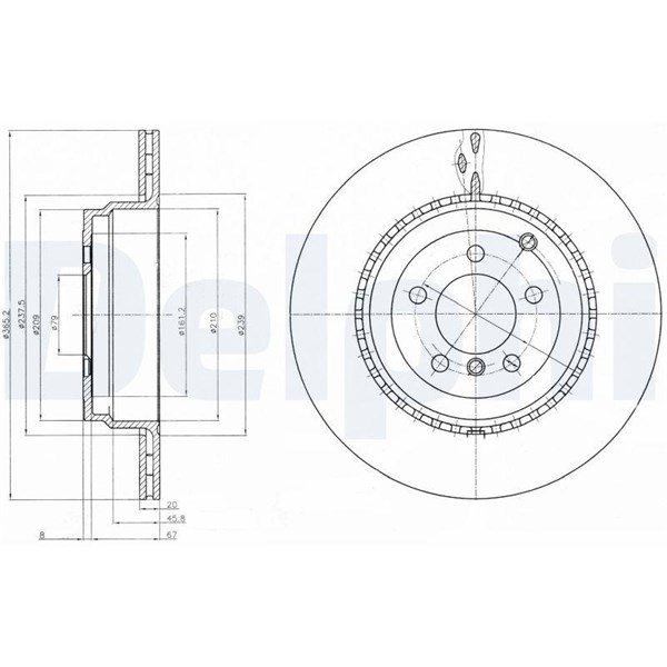 Bromsskiva Ventilerad, Bakaxel Delphi BG9080C DELPHI