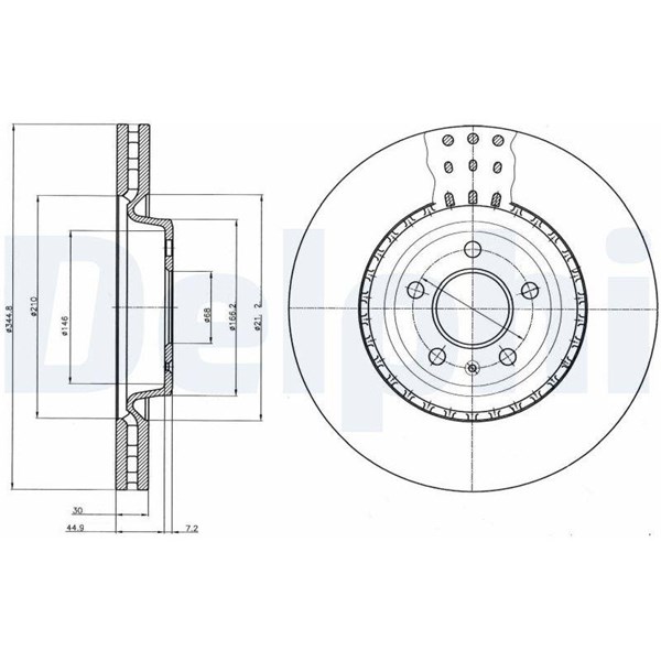 Bromsskiva Ventilerad, Framaxel Delphi BG9110C DELPHI