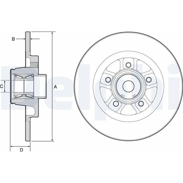 Bromsskiva Solid, Bakaxel Delphi BG9113RS DELPHI