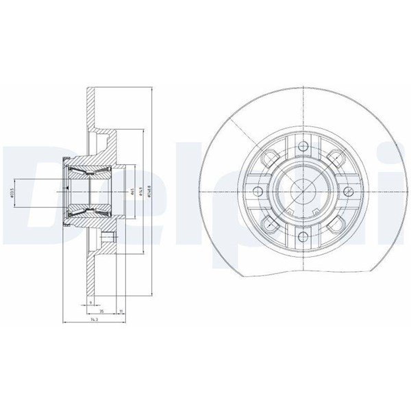 Bromsskiva Solid, Bakaxel Delphi BG9116RSC DELPHI