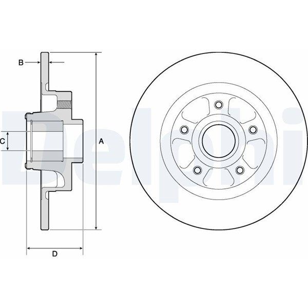 Bromsskiva Solid, Bakaxel Delphi BG9132RS DELPHI