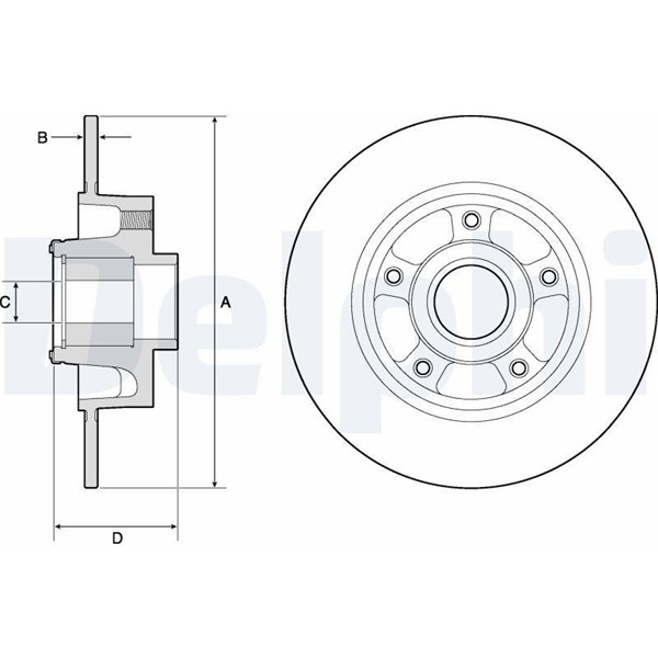Bromsskiva Solid, Bakaxel Delphi BG9137RSC DELPHI