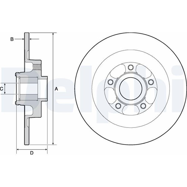 Bromsskiva Solid, Bakaxel Delphi BG9138RSC DELPHI