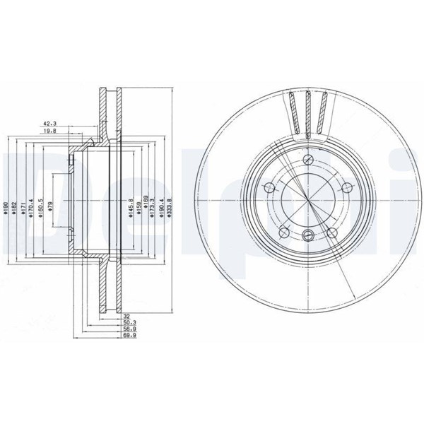 Bromsskiva Ventilerad Delphi BG9212 DELPHI