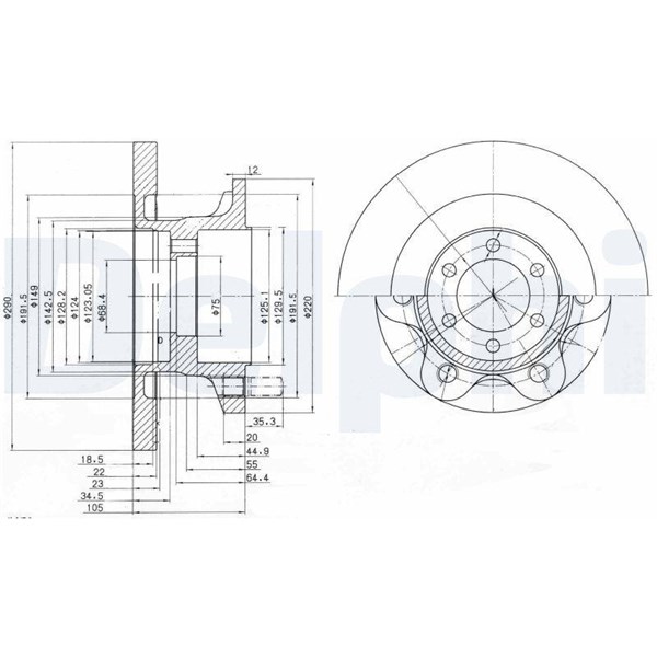 Bromsskiva Solid, Framaxel Delphi BG9722 DELPHI