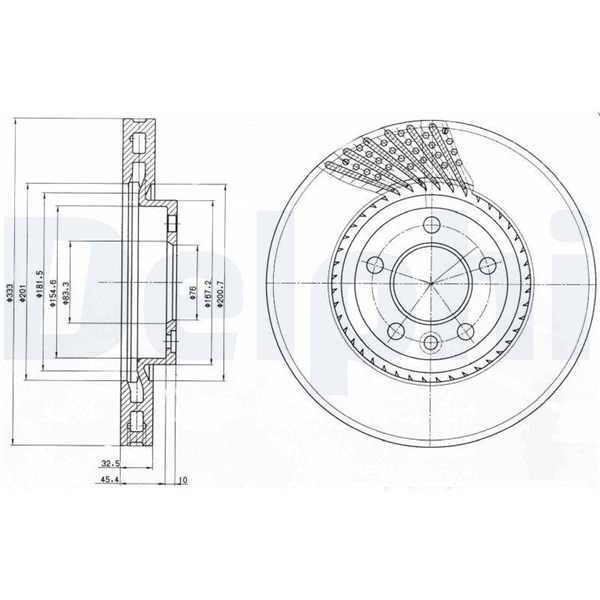 Bromsskiva Ventilerad, Framaxel Delphi BG9892 DELPHI