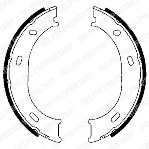 Bromsbackar, sats, parkeringsbroms Solid, Bakaxel Delphi LS1905 DELPHI