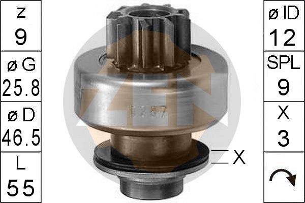 Frihjulsväxel, startmotor