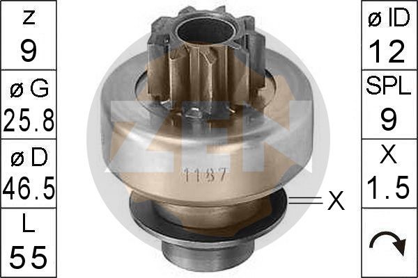 Frihjulsväxel, startmotor