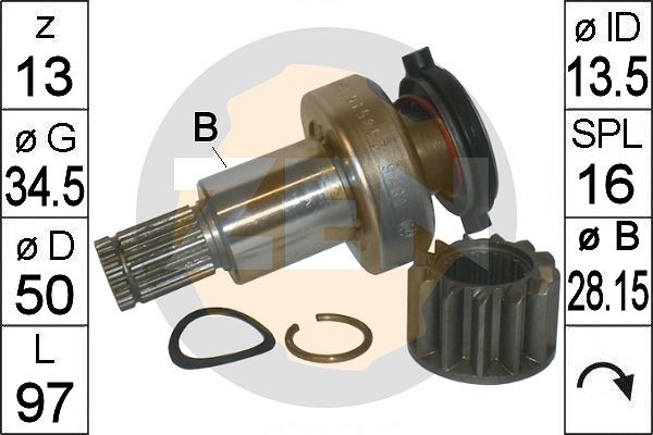 Frihjulsväxel, startmotor