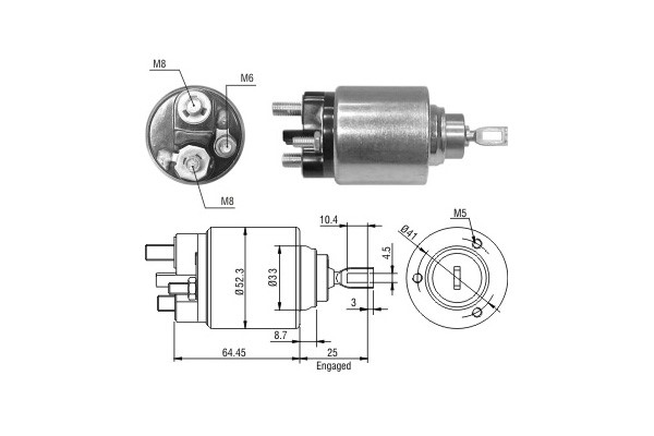 Magnetswitch, startmotor 12V