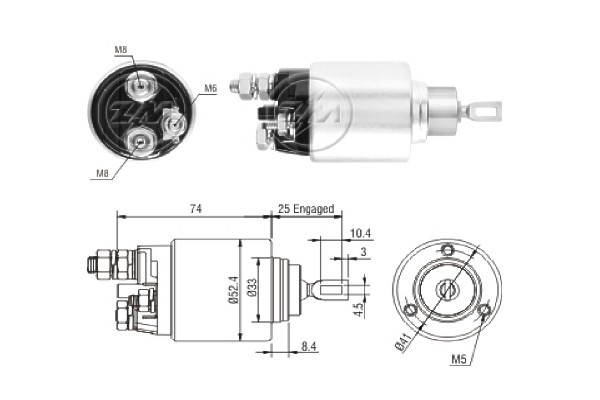 Magnetswitch, startmotor 12V