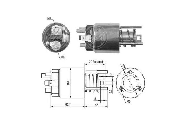 Magnetswitch, startmotor 12V