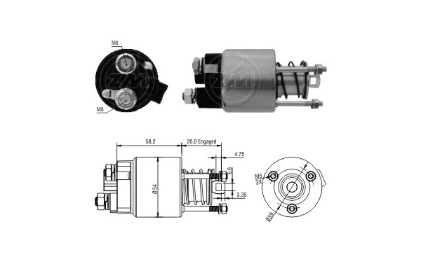 Magnetswitch, startmotor 12V Magnetswitch, startmotor 12V