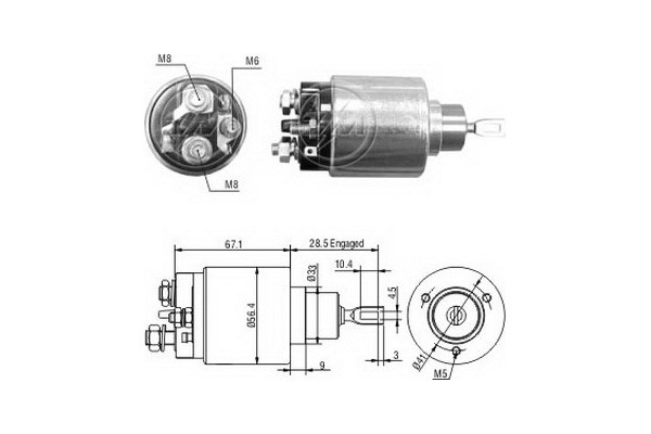 Magnetswitch, startmotor 12V