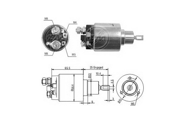 Magnetswitch, startmotor 12V