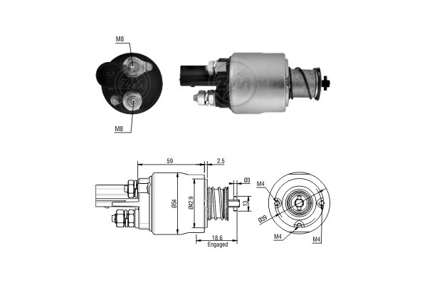 Magnetswitch, startmotor 12V