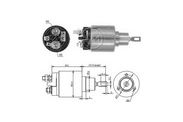 Magnetswitch, startmotor 12V