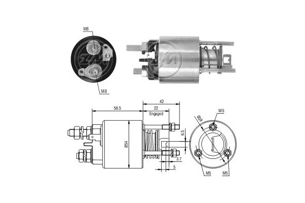 Magnetswitch, startmotor 12V