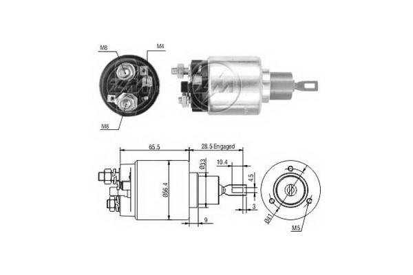 Magnetswitch, startmotor 12V