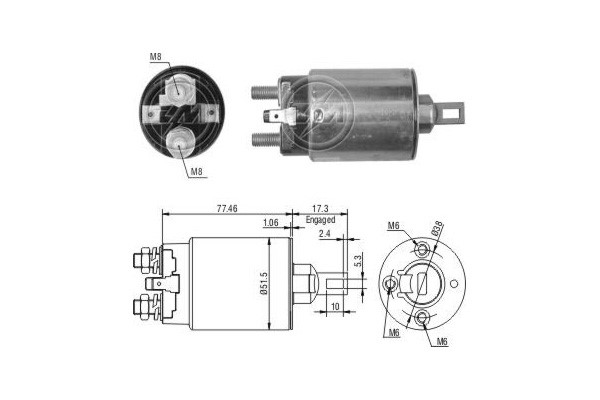 Magnetswitch, startmotor 12V