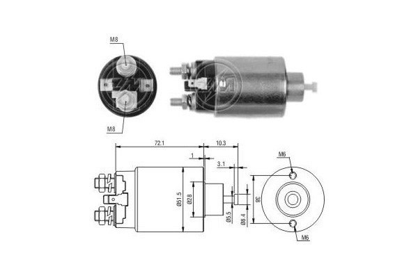 Magnetswitch, startmotor 12V