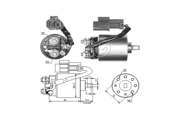 Magnetswitch, startmotor 12V