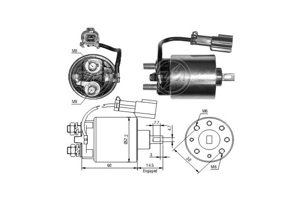Magnetswitch, startmotor 12V