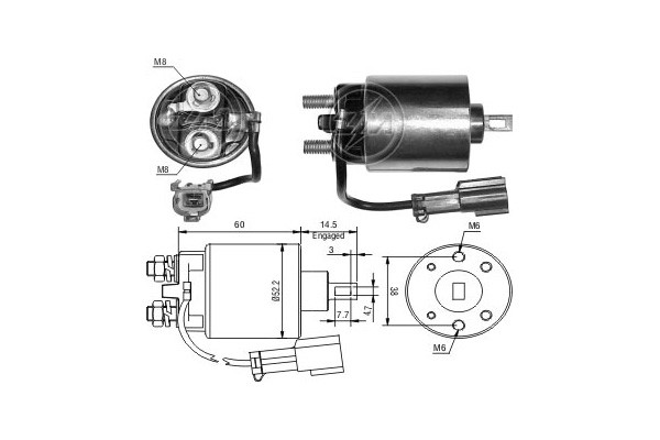 Magnetswitch, startmotor 12V