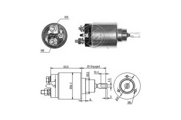 Magnetswitch, startmotor 12V
