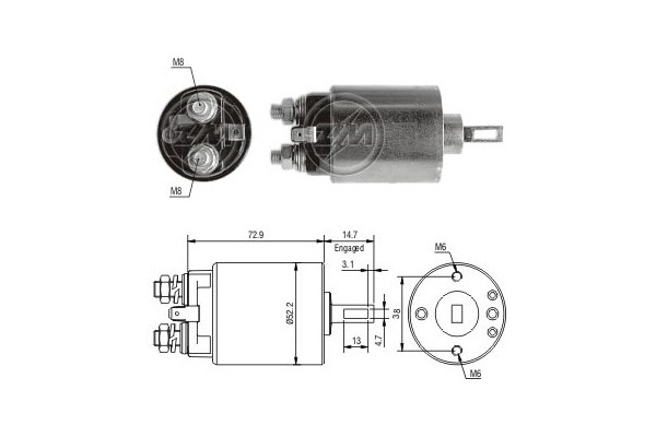 Magnetswitch, startmotor 12V Magnetswitch, startmotor 12V