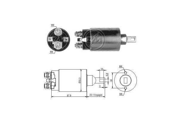 Magnetswitch, startmotor 12V