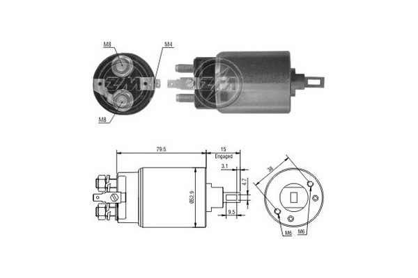 Magnetswitch, startmotor 12V