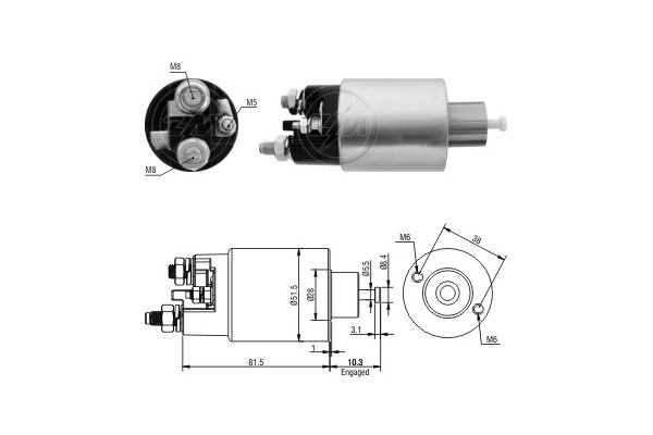 Magnetswitch, startmotor 12V