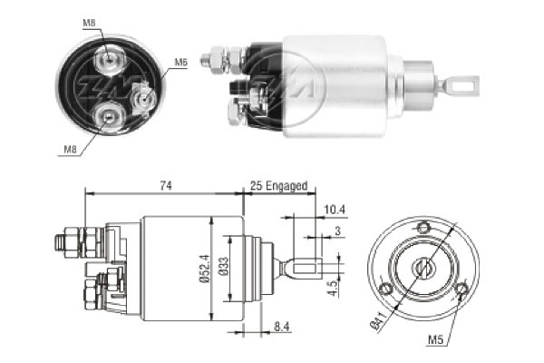 Magnetswitch, startmotor 12V Magnetswitch, startmotor 12V