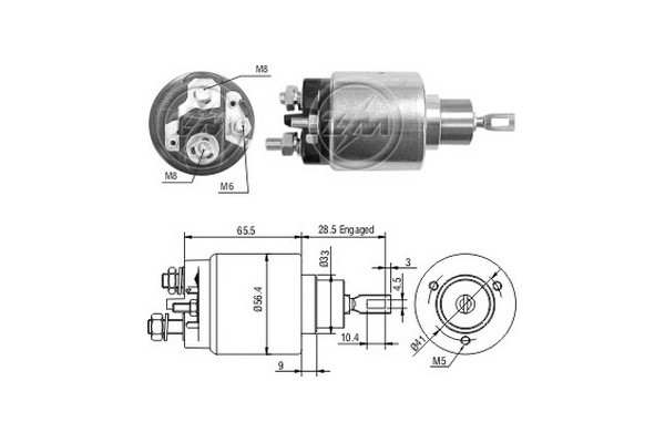 Magnetswitch, startmotor 12V